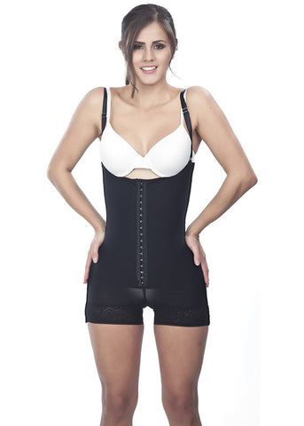 Strapless Short Girdle - Black - Front View - 1608